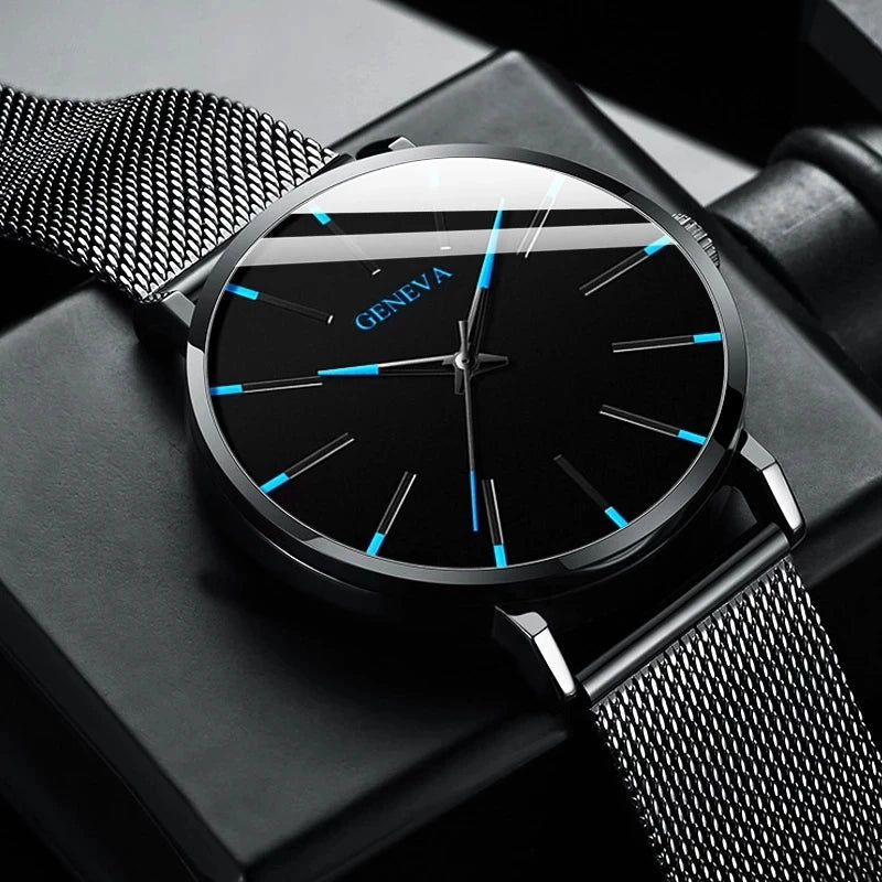 Fashion Men Business Watches Simple Ultra Thin Mesh Belt Male's Analog Quartz Wristwatch Reloj Hombre - 𝐃𝐔𝐕𝐋𝐀𝐒𝐇𝐎𝐏