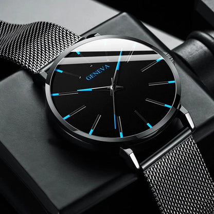 Fashion Men Business Watches Simple Ultra Thin Mesh Belt Male's Analog Quartz Wristwatch Reloj Hombre - 𝐃𝐔𝐕𝐋𝐀𝐒𝐇𝐎𝐏