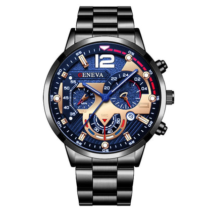 Fashion Men's Watches Stainless Steel Band Analog Quartz Wristwatch with Calendar - 𝐝𝐮𝐯𝐥𝐚𝐬𝐡𝐨𝐩.𝐜𝐨𝐦