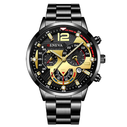 Fashion Men's Watches Stainless Steel Band Analog Quartz Wristwatch with Calendar - 𝐝𝐮𝐯𝐥𝐚𝐬𝐡𝐨𝐩.𝐜𝐨𝐦