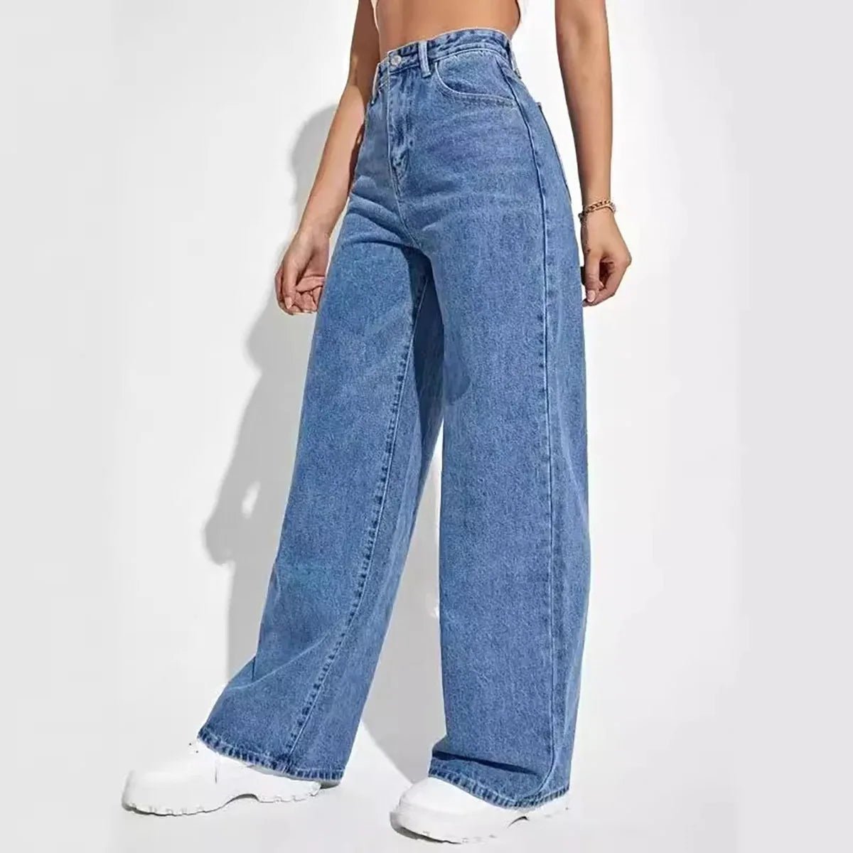 Fashion retro blue jeans women y2k High street baggy straight pants High waisted all - in - one slim pants - 𝐝𝐮𝐯𝐥𝐚𝐬𝐡𝐨𝐩.𝐜𝐨𝐦