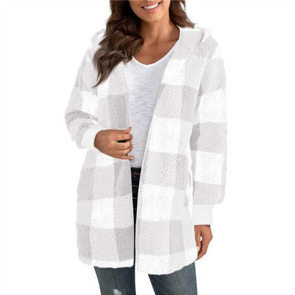Fashionable Style Loose Plaid Color - Blocked Knitted Cardigan Women's Sweater - 𝐝𝐮𝐯𝐥𝐚𝐬𝐡𝐨𝐩.𝐜𝐨𝐦