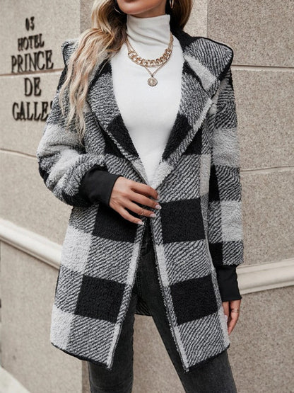 Fashionable Style Loose Plaid Color - Blocked Knitted Cardigan Women's Sweater - 𝐝𝐮𝐯𝐥𝐚𝐬𝐡𝐨𝐩.𝐜𝐨𝐦