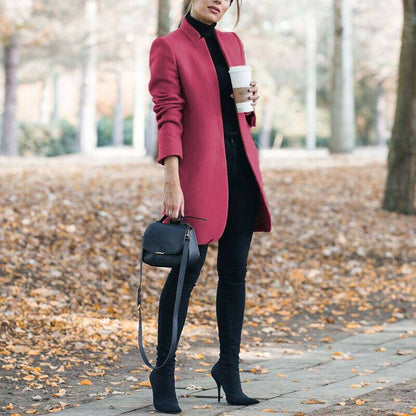 Fashionable Style Solid Color Stand Collar Wool Coat - 𝐝𝐮𝐯𝐥𝐚𝐬𝐡𝐨𝐩.𝐜𝐨𝐦