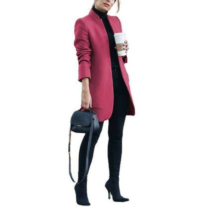Fashionable Style Solid Color Stand Collar Wool Coat - 𝐝𝐮𝐯𝐥𝐚𝐬𝐡𝐨𝐩.𝐜𝐨𝐦