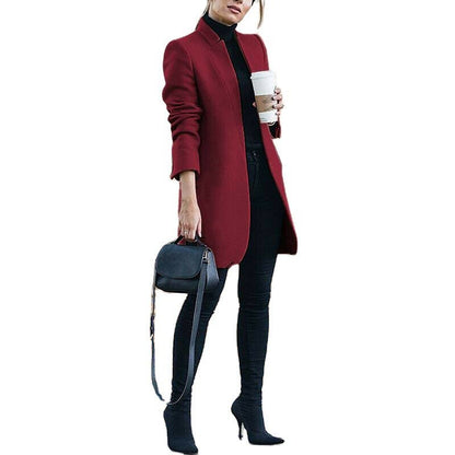 Fashionable Style Solid Color Stand Collar Wool Coat - 𝐃𝐔𝐕𝐋𝐀𝐒𝐇𝐎𝐏