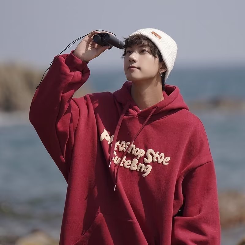 Fleece - lined Hooded Sweatshirt Men's Loose Top Couple Jacket Unisex Fashion - 𝐝𝐮𝐯𝐥𝐚𝐬𝐡𝐨𝐩.𝐜𝐨𝐦