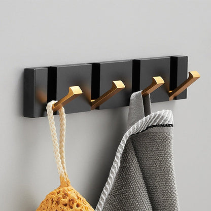 Folding Towel Hanger 2ways Installation Wall Hooks Coat Clothes Holder for Bathroom Kitchen Bedroom Hallway, Black Gold - 𝐝𝐮𝐯𝐥𝐚𝐬𝐡𝐨𝐩.𝐜𝐨𝐦