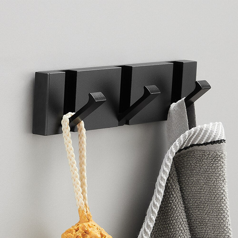 Folding Towel Hanger 2ways Installation Wall Hooks Coat Clothes Holder for Bathroom Kitchen Bedroom Hallway, Black Gold - 𝐝𝐮𝐯𝐥𝐚𝐬𝐡𝐨𝐩.𝐜𝐨𝐦