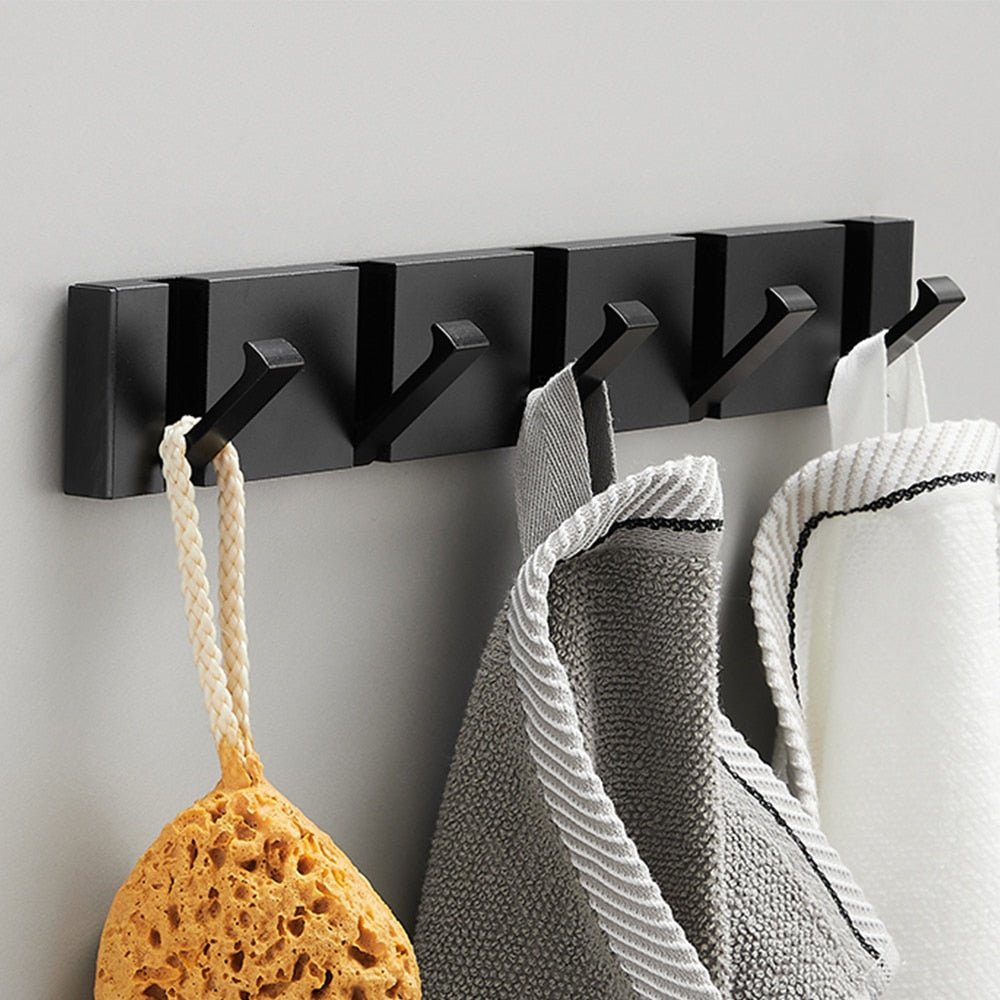 Folding Towel Hanger 2ways Installation Wall Hooks Coat Clothes Holder for Bathroom Kitchen Bedroom Hallway, Black Gold - 𝐝𝐮𝐯𝐥𝐚𝐬𝐡𝐨𝐩.𝐜𝐨𝐦