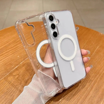 For Magsafe Transparent Magnetic Phone Case For Sumsung S25 S24 S23 S22 S21 FE S20 Ultra Plus A56 A36 A26 A06 Shockproof Cover - 𝐃𝐔𝐕𝐋𝐀𝐒𝐇𝐎𝐏