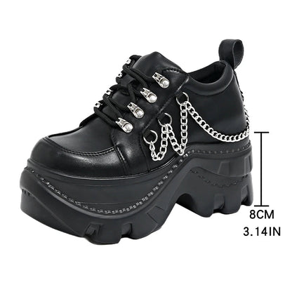 Gothic Punk Chunky Sneakers for Women Black Chain Decor Platform Sports Shoes Woman Thick Sole Non Slip Punk Sneakers Plus Size - 𝐃𝐔𝐕𝐋𝐀𝐒𝐇𝐎𝐏