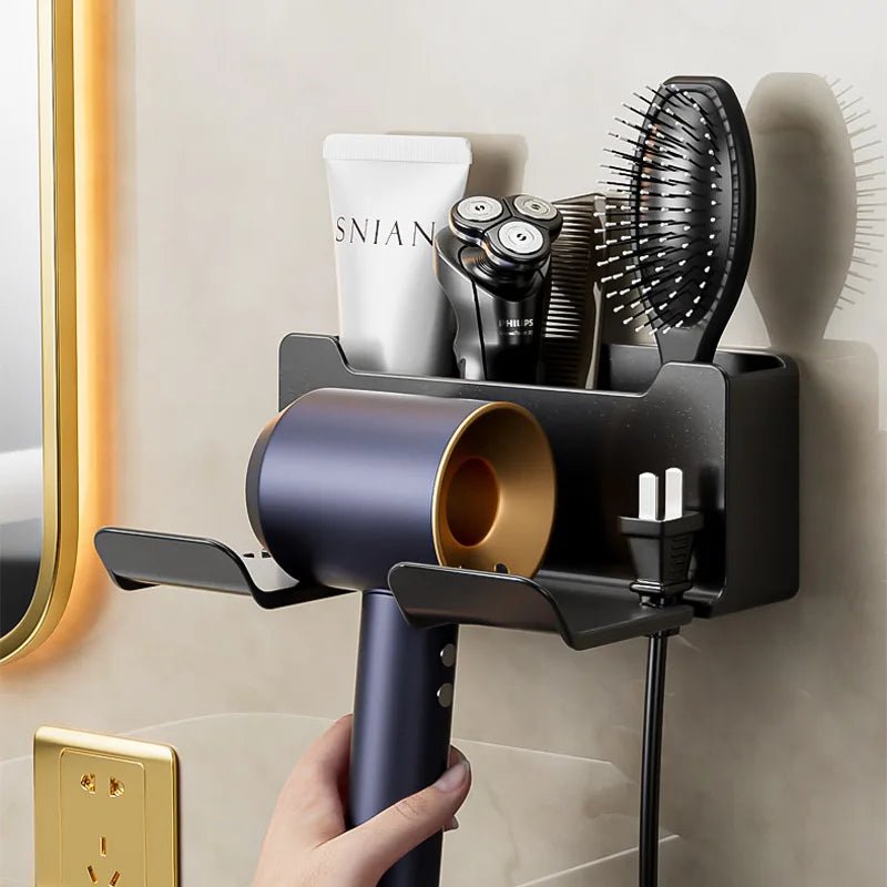 Hair Dryer Holder Wall Mounted Wall Dryer Cradle white black greyHairdryer Blow Dryer Organizer for Bathroom Bathroom Shelves - 𝐃𝐔𝐕𝐋𝐀𝐒𝐇𝐎𝐏