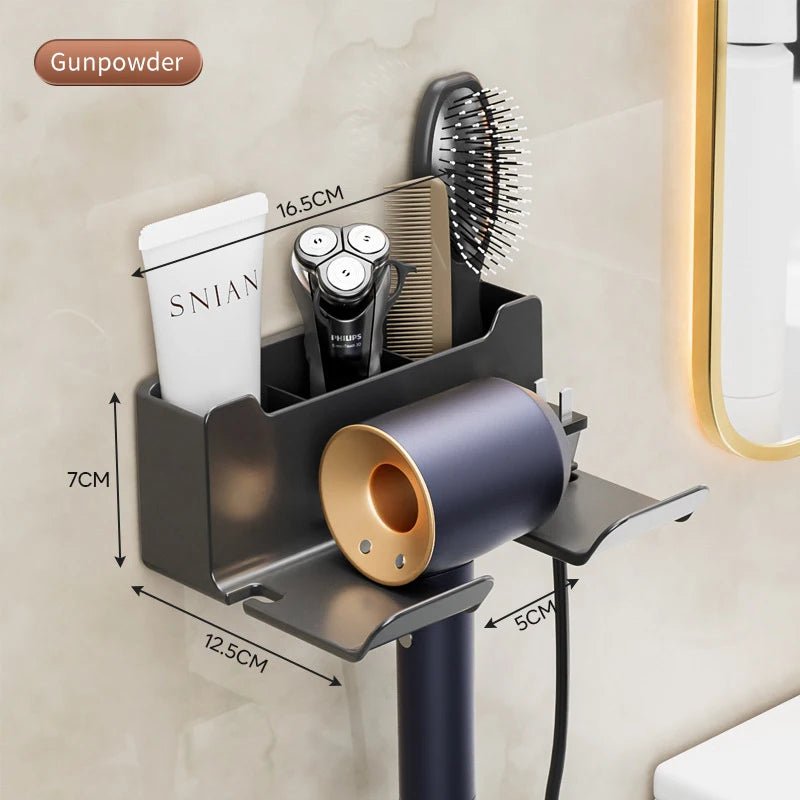 Hair Dryer Holder Wall Mounted Wall Dryer Cradle white black greyHairdryer Blow Dryer Organizer for Bathroom Bathroom Shelves - 𝐃𝐔𝐕𝐋𝐀𝐒𝐇𝐎𝐏