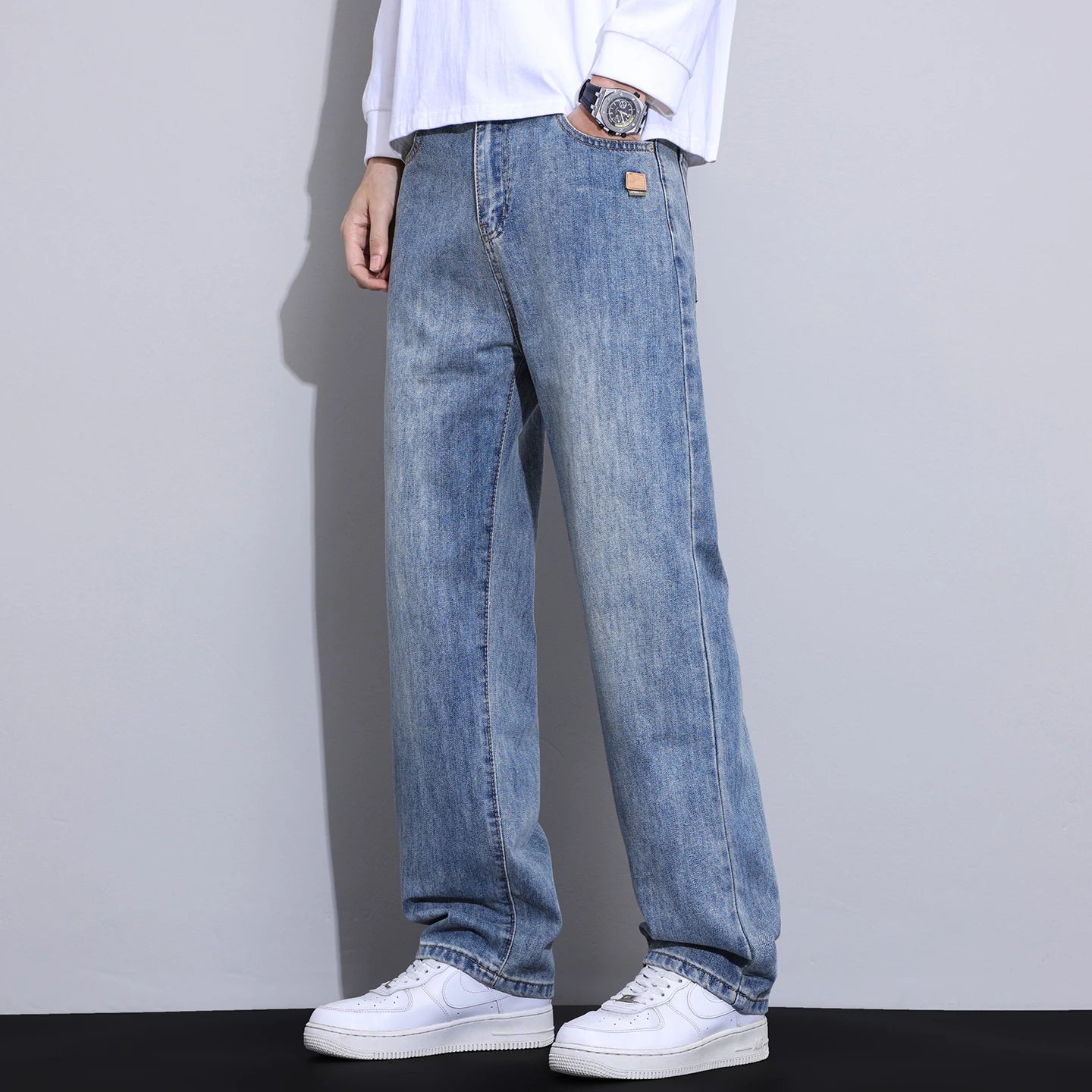 High Quality New Classic Retro Men's Jeans Cotton Casual Straight Fit Stretch Fashion Work Denim Trousers Male Autumn Winter - 𝐃𝐔𝐕𝐋𝐀𝐒𝐇𝐎𝐏