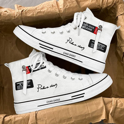 High top board shoes canvas shoes casual shoes Korean version student shoes men's shoes trendy shoes - 𝐃𝐔𝐕𝐋𝐀𝐒𝐇𝐎𝐏