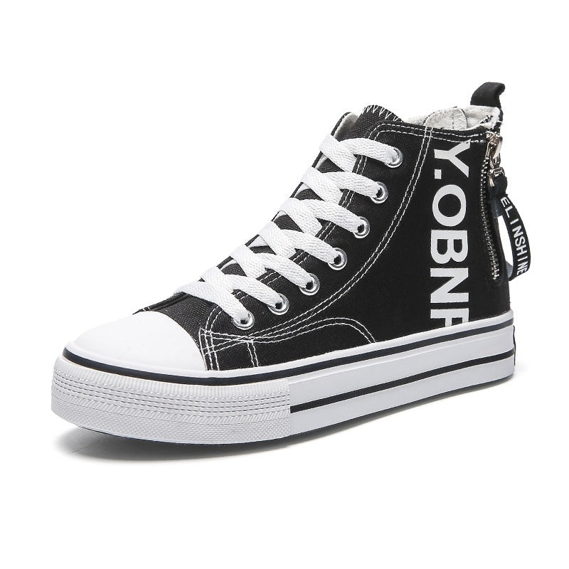 High top canvas shoes, women's versatile white board shoes, children's ins trendy side zipper women's shoes - 𝐝𝐮𝐯𝐥𝐚𝐬𝐡𝐨𝐩.𝐜𝐨𝐦