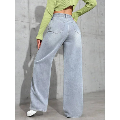 High Waist Straight Leg Jeans Women's Summer New Loose Casual Long Pants Wish Trendy Brand Cross - Border Fashionable Denim - 𝐝𝐮𝐯𝐥𝐚𝐬𝐡𝐨𝐩.𝐜𝐨𝐦