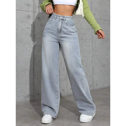 High Waist Straight Leg Jeans Women's Summer New Loose Casual Long Pants Wish Trendy Brand Cross - Border Fashionable Denim - 𝐝𝐮𝐯𝐥𝐚𝐬𝐡𝐨𝐩.𝐜𝐨𝐦