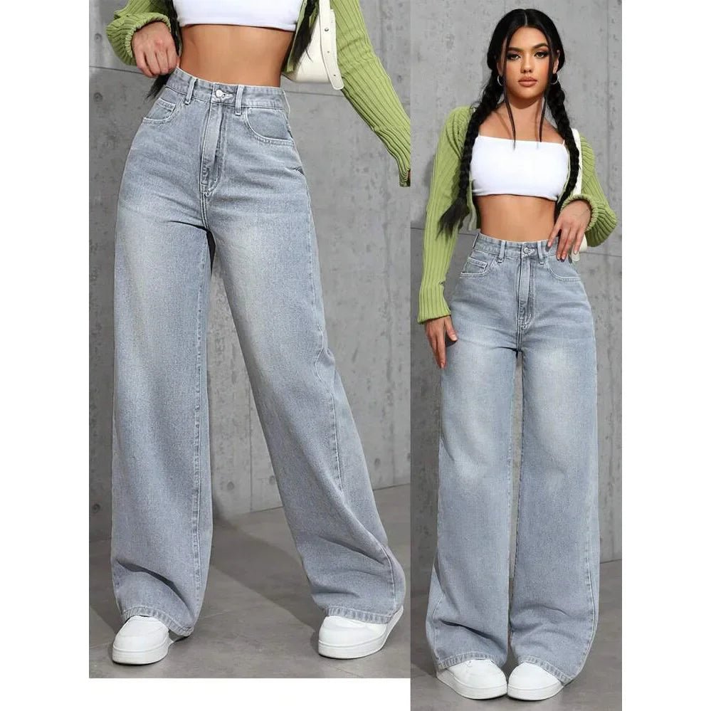 High Waist Straight Leg Jeans Women's Summer New Loose Casual Long Pants Wish Trendy Brand Cross - Border Fashionable Denim - 𝐝𝐮𝐯𝐥𝐚𝐬𝐡𝐨𝐩.𝐜𝐨𝐦
