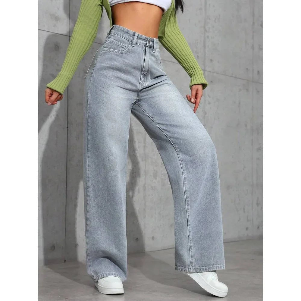High Waist Straight Leg Jeans Women's Summer New Loose Casual Long Pants Wish Trendy Brand Cross - Border Fashionable Denim - 𝐝𝐮𝐯𝐥𝐚𝐬𝐡𝐨𝐩.𝐜𝐨𝐦