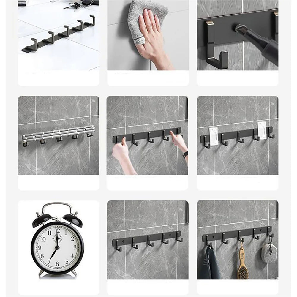 Household Wall Coat Rack Black Hooks For Hangging Clothes Towel Hanger Bathroom Robe Hook Heavy Duty Kitchen Accessories - 𝐝𝐮𝐯𝐥𝐚𝐬𝐡𝐨𝐩.𝐜𝐨𝐦