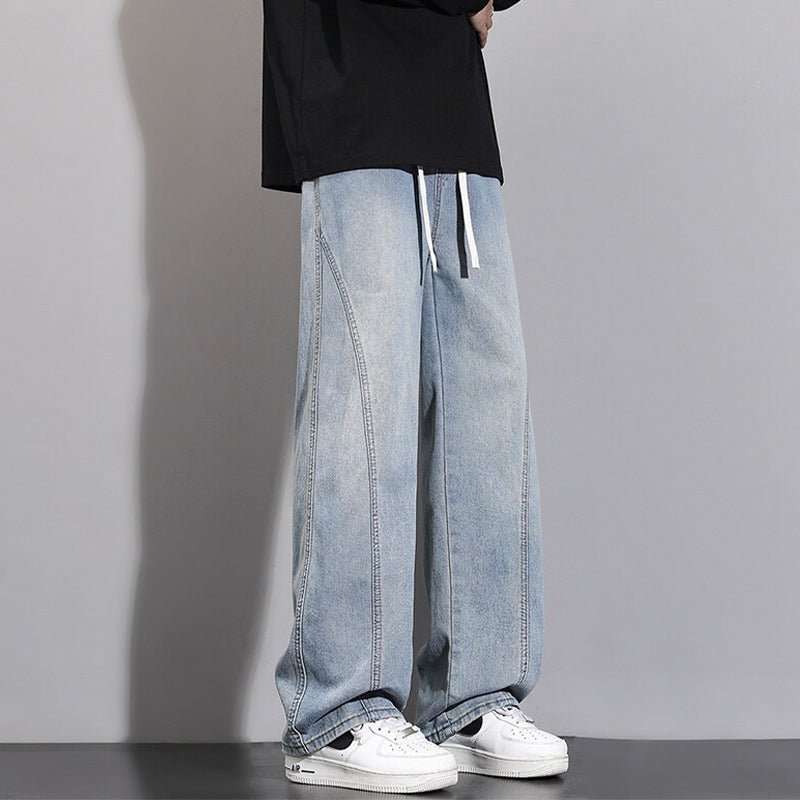 Jeans Men Autumn Winter Loose Straight Leg Pants Vintage Wide Leg Pants Men Youth Asymmetric Deconstruction Trousers - 𝐃𝐔𝐕𝐋𝐀𝐒𝐇𝐎𝐏