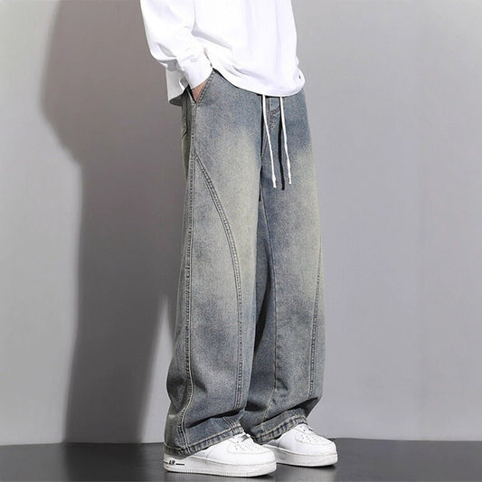 Jeans Men Autumn Winter Loose Straight Leg Pants Vintage Wide Leg Pants Men Youth Asymmetric Deconstruction Trousers - 𝐃𝐔𝐕𝐋𝐀𝐒𝐇𝐎𝐏