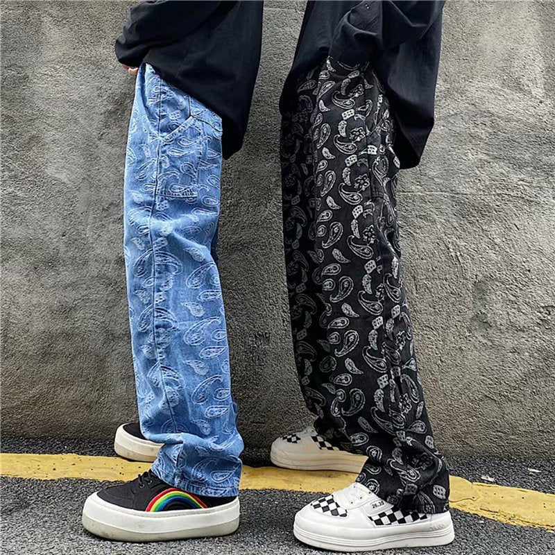 Jeans men's trendy straight leg loose Japanese pants trend Korean wide leg - 𝐃𝐔𝐕𝐋𝐀𝐒𝐇𝐎𝐏
