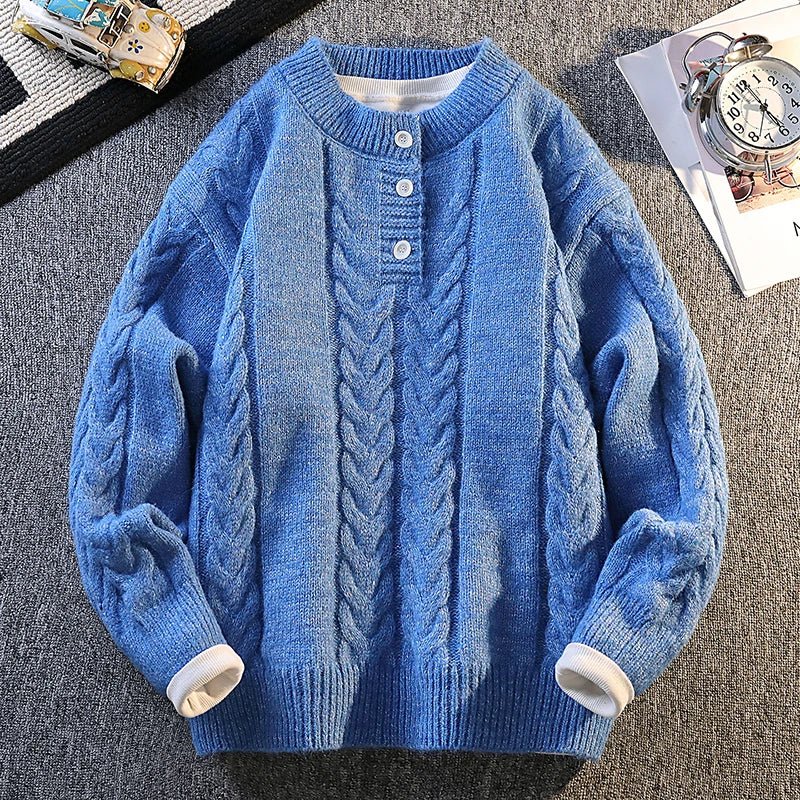Knitted Button High - quality Knitted Sweater 2025 Fashion Solid Color Street Trend Autumn Winter Daily Casual Warm Pullover - 𝐃𝐔𝐕𝐋𝐀𝐒𝐇𝐎𝐏