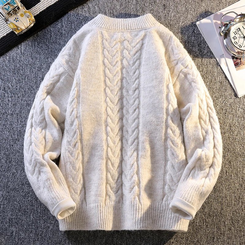 Knitted Button High - quality Knitted Sweater 2025 Fashion Solid Color Street Trend Autumn Winter Daily Casual Warm Pullover - 𝐃𝐔𝐕𝐋𝐀𝐒𝐇𝐎𝐏