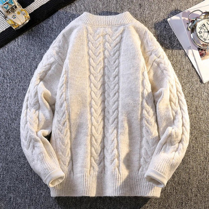 Knitted Button High - quality Knitted Sweater 2025 Fashion Solid Color Street Trend Autumn Winter Daily Casual Warm Pullover - 𝐃𝐔𝐕𝐋𝐀𝐒𝐇𝐎𝐏