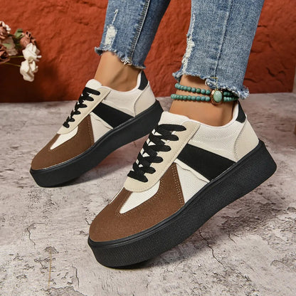 Lace Up Round Toe Contrast Sneakers - 𝐃𝐔𝐕𝐋𝐀𝐒𝐇𝐎𝐏