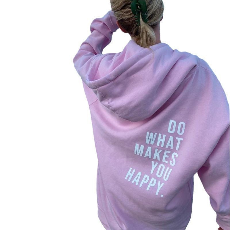 Loose Hooded Sweatshirt with Vintage Printed Letters and Drop Shoulder Sleeves for Women - 𝐝𝐮𝐯𝐥𝐚𝐬𝐡𝐨𝐩.𝐜𝐨𝐦