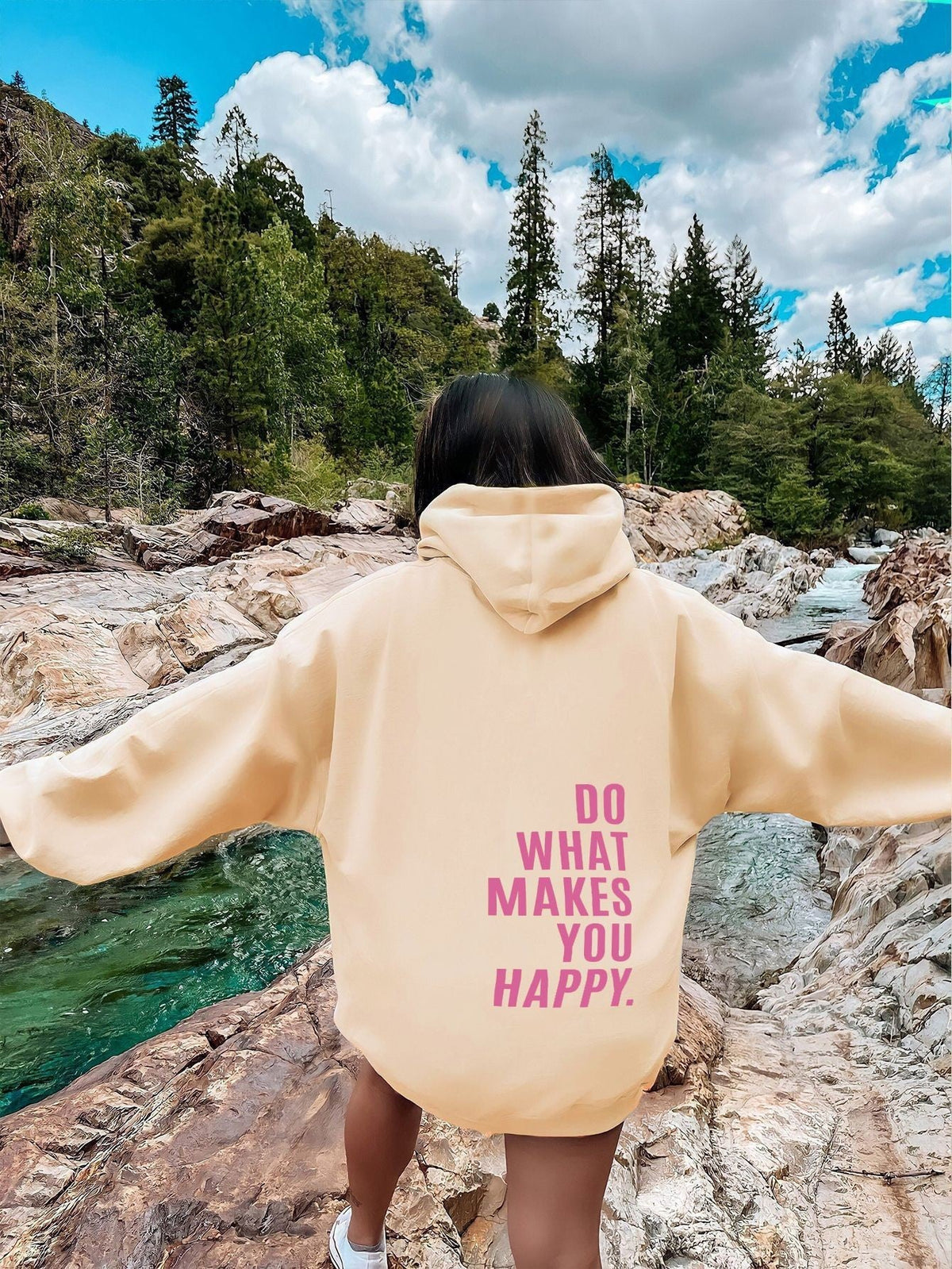 Loose Hooded Sweatshirt with Vintage Printed Letters and Drop Shoulder Sleeves for Women - 𝐝𝐮𝐯𝐥𝐚𝐬𝐡𝐨𝐩.𝐜𝐨𝐦