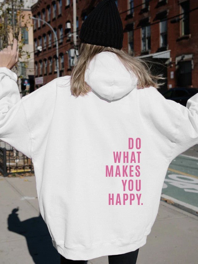 Loose Hooded Sweatshirt with Vintage Printed Letters and Drop Shoulder Sleeves for Women - 𝐝𝐮𝐯𝐥𝐚𝐬𝐡𝐨𝐩.𝐜𝐨𝐦
