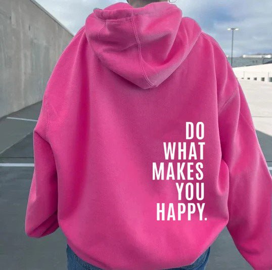 Loose Hooded Sweatshirt with Vintage Printed Letters and Drop Shoulder Sleeves for Women - 𝐝𝐮𝐯𝐥𝐚𝐬𝐡𝐨𝐩.𝐜𝐨𝐦