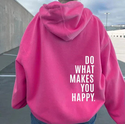 Loose Hooded Sweatshirt with Vintage Printed Letters and Drop Shoulder Sleeves for Women - 𝐝𝐮𝐯𝐥𝐚𝐬𝐡𝐨𝐩.𝐜𝐨𝐦