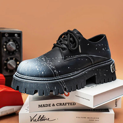 Luxurious Autumn Derby Shoes Men's Paris round Toe Heightening Outdoor Leather Shoes Fashionable Thick Bottom Workwear - 𝐝𝐮𝐯𝐥𝐚𝐬𝐡𝐨𝐩.𝐜𝐨𝐦