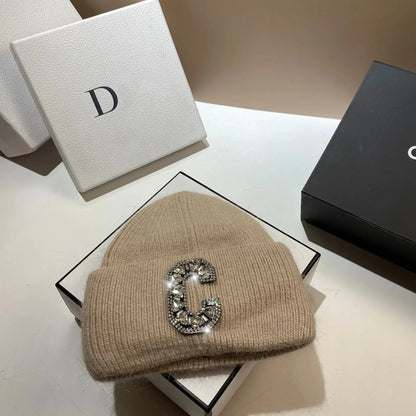 Luxury Rhinestone Letter C Knitted Hat Real Rabbit Fur Women Men Winter Warm Beanie Ear Protection Sking Skullies Beanies Cap - 𝐝𝐮𝐯𝐥𝐚𝐬𝐡𝐨𝐩.𝐜𝐨𝐦