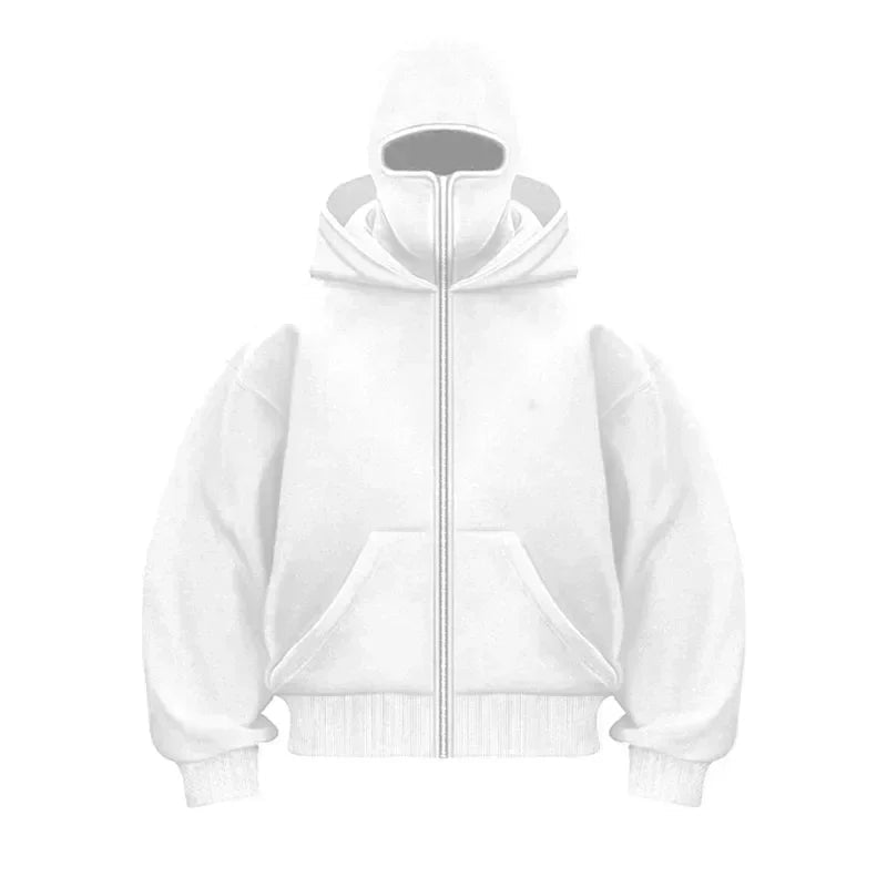 Men and women Balaclava Y2K Gothic Harajuku winter Warm new item double hooded sweatshirt men's hooded mask zipper sports Jacket - 𝐃𝐔𝐕𝐋𝐀𝐒𝐇𝐎𝐏