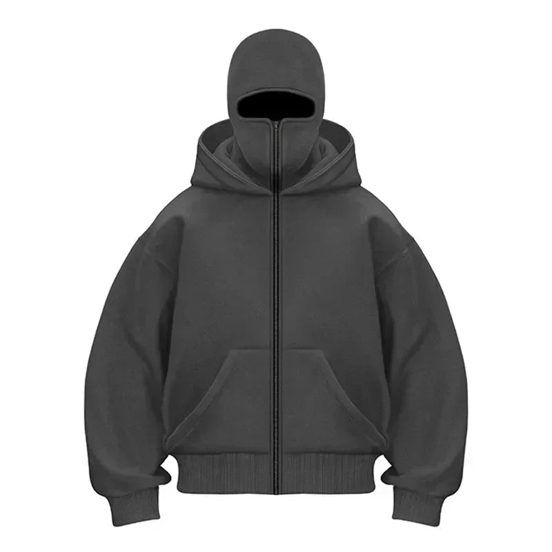 Men and women Balaclava Y2K Gothic Harajuku winter Warm new item double hooded sweatshirt men's hooded mask zipper sports Jacket - 𝐃𝐔𝐕𝐋𝐀𝐒𝐇𝐎𝐏