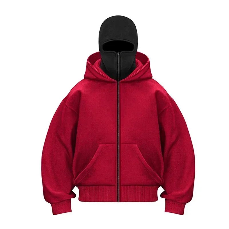 Men and women Balaclava Y2K Gothic Harajuku winter Warm new item double hooded sweatshirt men's hooded mask zipper sports Jacket - 𝐃𝐔𝐕𝐋𝐀𝐒𝐇𝐎𝐏