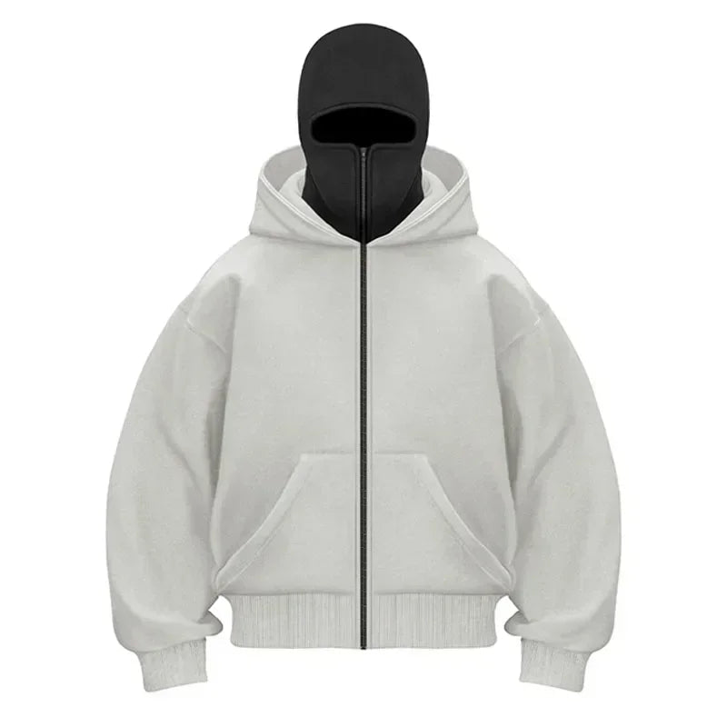 Men and women Balaclava Y2K Gothic Harajuku winter Warm new item double hooded sweatshirt men's hooded mask zipper sports Jacket - 𝐃𝐔𝐕𝐋𝐀𝐒𝐇𝐎𝐏