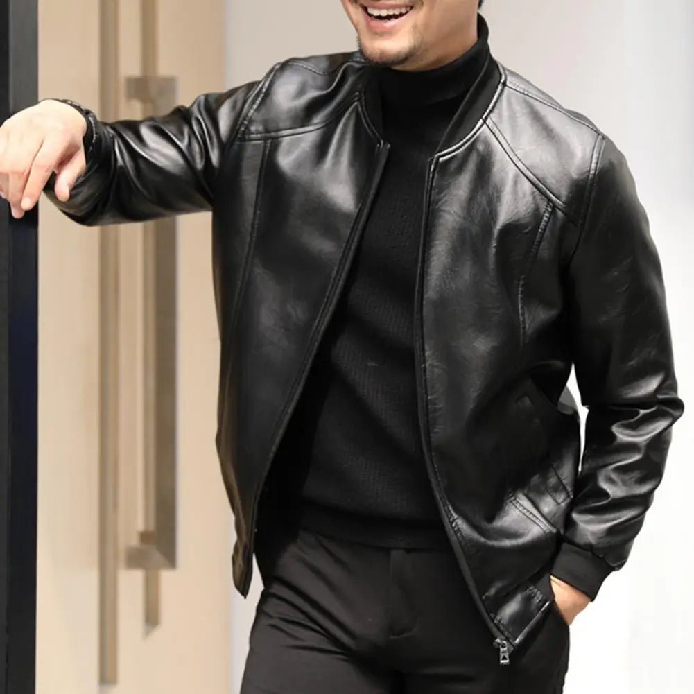 Men Jacket Thickened Warm Pu Leather Bomber Jacket Men Thermal Jacket Men's Stand - up Collar Business Casual Jackets Father Coat - 𝐝𝐮𝐯𝐥𝐚𝐬𝐡𝐨𝐩.𝐜𝐨𝐦