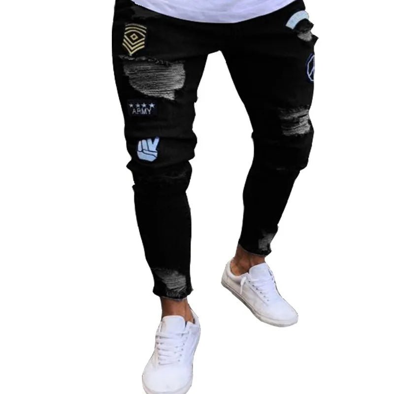 Men Jeans Knee Hole Ripped Stretch Skinny Denim Pants Solid Color Black Blue Autumn Summer Hip - Hop Style Slim Fit Trousers S - 4XL - 𝐝𝐮𝐯𝐥𝐚𝐬𝐡𝐨𝐩.𝐜𝐨𝐦