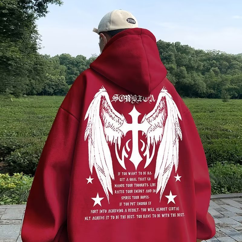 Men's Cross Wings Trendy Loose Lazy Style Casual Hoodie Jacket - 𝐝𝐮𝐯𝐥𝐚𝐬𝐡𝐨𝐩.𝐜𝐨𝐦