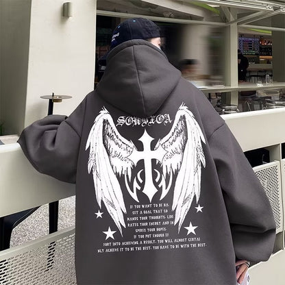 Men's Cross Wings Trendy Loose Lazy Style Casual Hoodie Jacket - 𝐝𝐮𝐯𝐥𝐚𝐬𝐡𝐨𝐩.𝐜𝐨𝐦