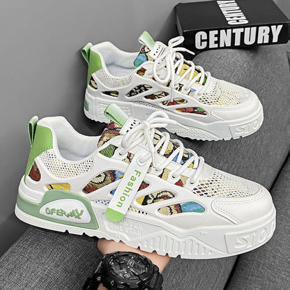 Men's mesh breathable board shoes men's thick soled fashionable cartoon sports and leisure shoes - 𝐝𝐮𝐯𝐥𝐚𝐬𝐡𝐨𝐩.𝐜𝐨𝐦