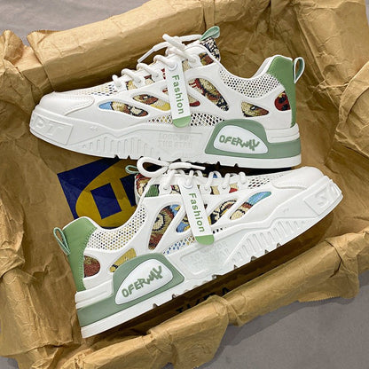 Men's mesh breathable board shoes men's thick soled fashionable cartoon sports and leisure shoes - 𝐝𝐮𝐯𝐥𝐚𝐬𝐡𝐨𝐩.𝐜𝐨𝐦
